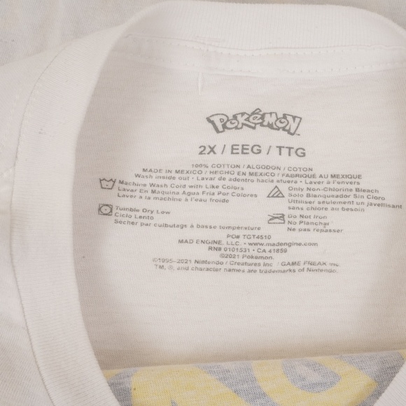 Pokemon Pikachu Graphic Men’s T-Shirt‎ 2XL White Yellow Anime TV Show - Picture 6 of 8